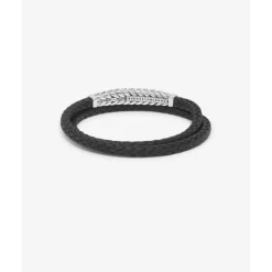 Buddha to Buddha Armband Barbara Dubbel Leer Zwart Fashion