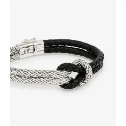 Buddha to Buddha Armband Katja Knot Mix Zilver/Leer Zwart Hot