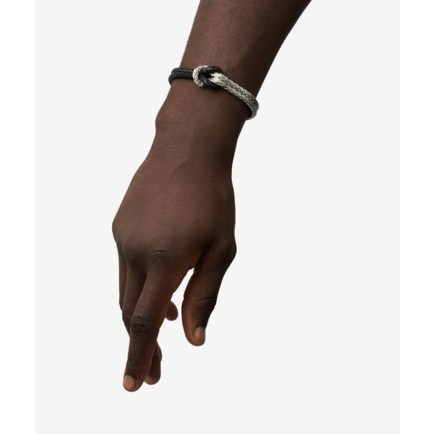 Buddha to Buddha Armband Katja Knot Mix Zilver/Leer Zwart Hot