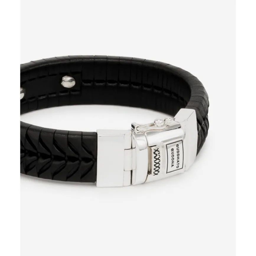 Buddha to Buddha Armband Komang Leer Zwart Fashion