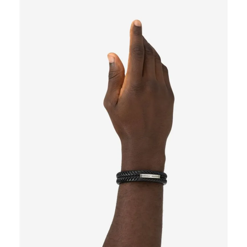 Buddha to Buddha Armband Komang Leer Zwart Fashion