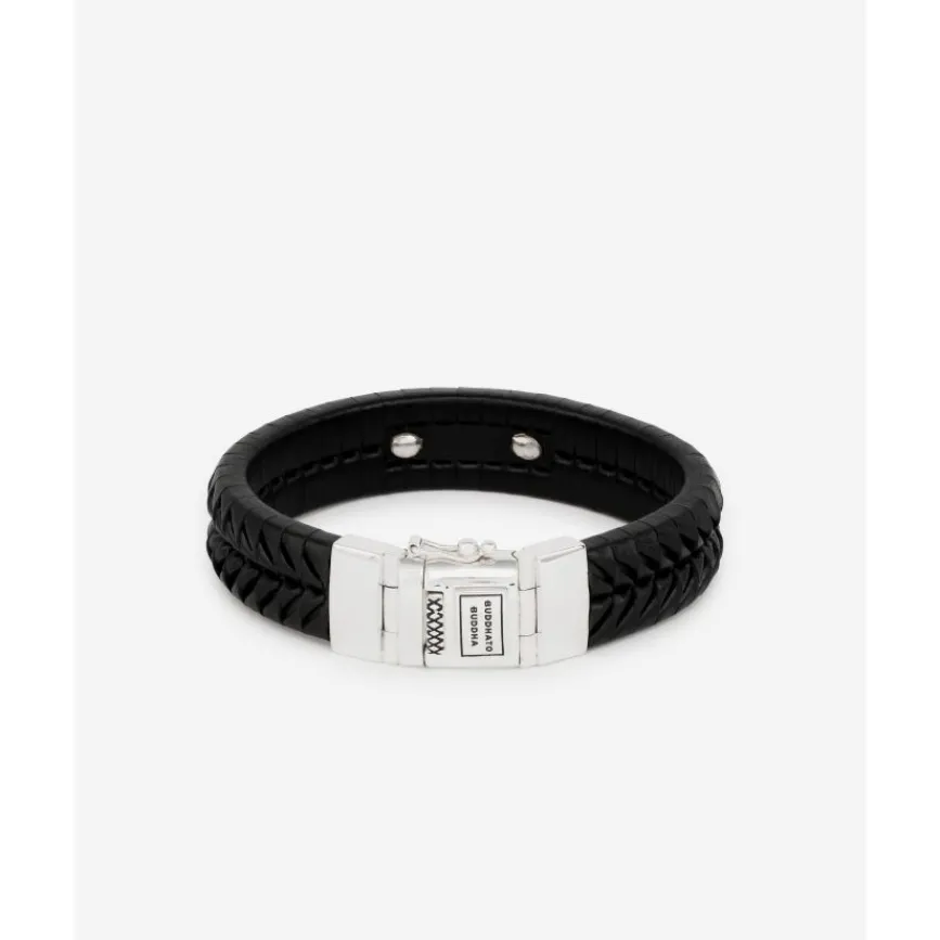 Buddha to Buddha Armband Komang Leer Zwart Fashion