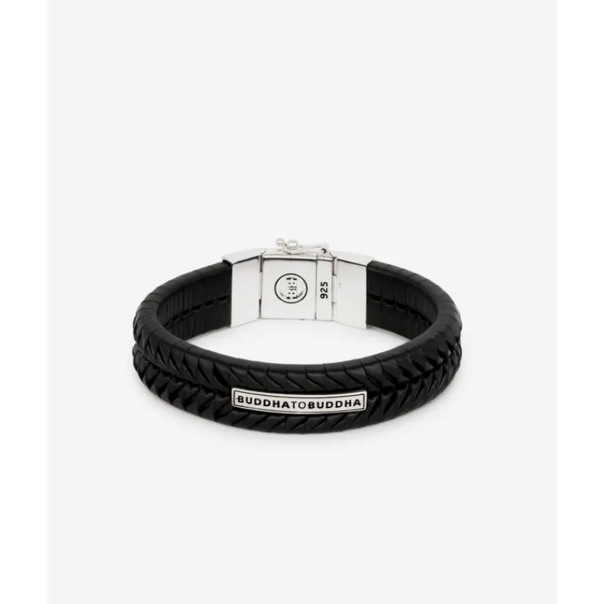 Buddha to Buddha Armband Komang Leer Zwart Fashion