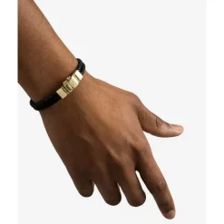 Buddha to Buddha Barbara Leren Armband Zwart Verguld Zilver Outlet