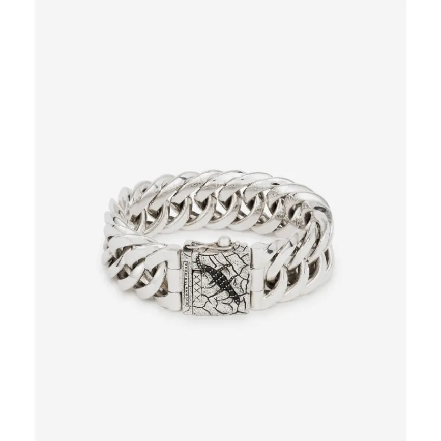 Buddha to Buddha Chain Groot Zwart Spinel Limited Armband Zilver Sale