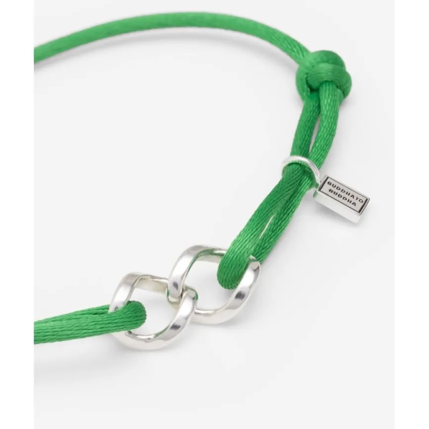 Buddha to Buddha Chain XS Koord Armband Zilver Buddha Groen Outlet