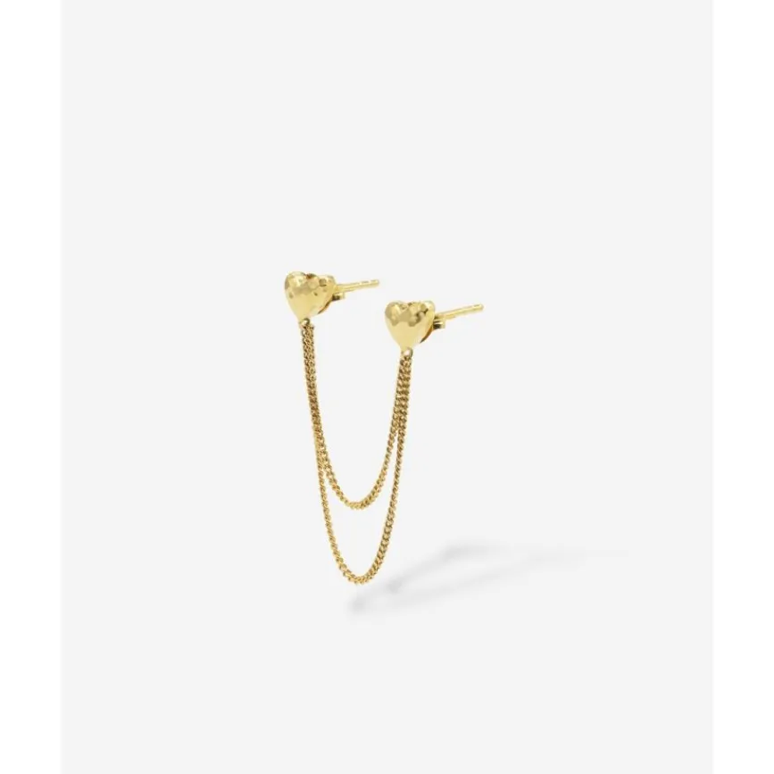 Buddha to Buddha Dubbel Hart Studs Single Piece Verguld Fashion