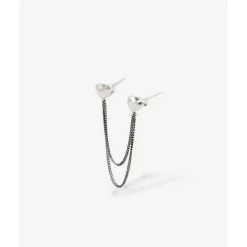 Buddha to Buddha Dubbel Hart Studs Single Piece Zilver Outlet
