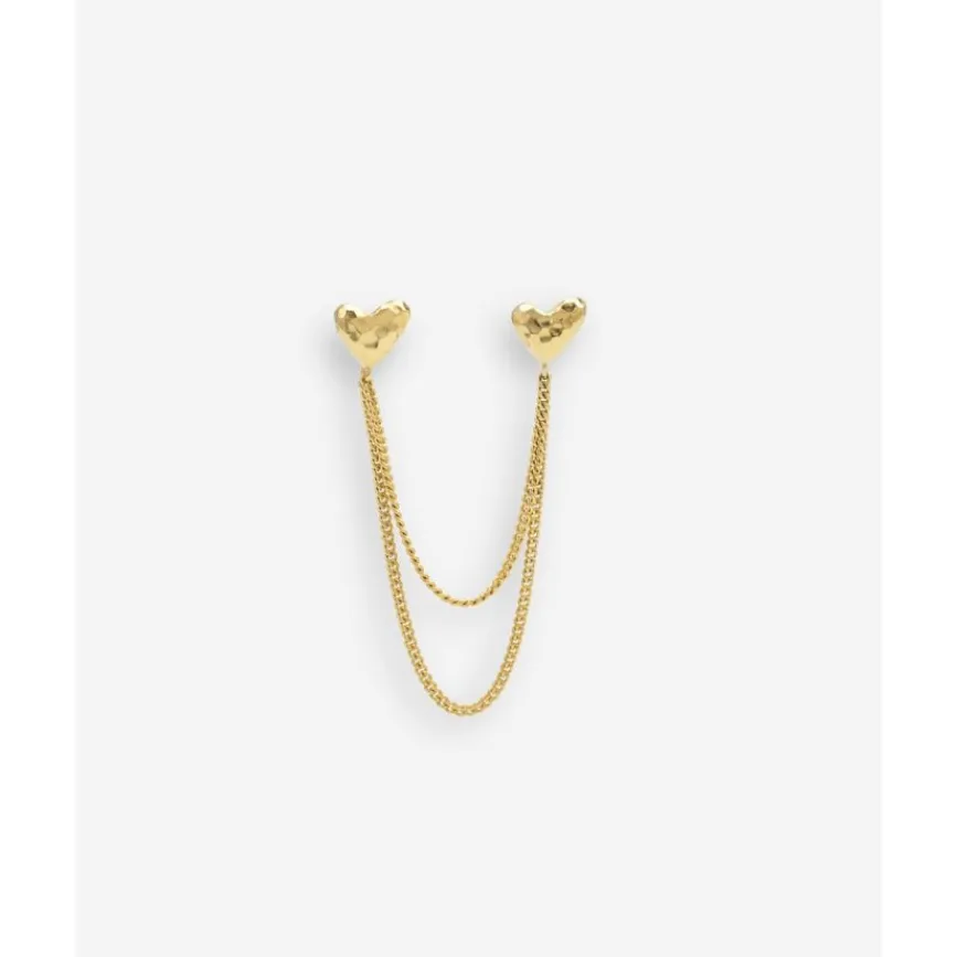 Buddha to Buddha Dubbel Hart Studs Single Piece Verguld Fashion