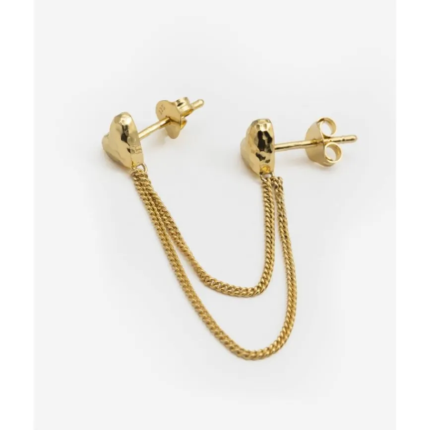 Buddha to Buddha Dubbel Hart Studs Single Piece Verguld Fashion