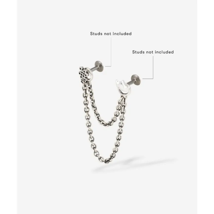 Buddha to Buddha Dubbele Chain Oorbel Connector Zilver Single Piece Outlet