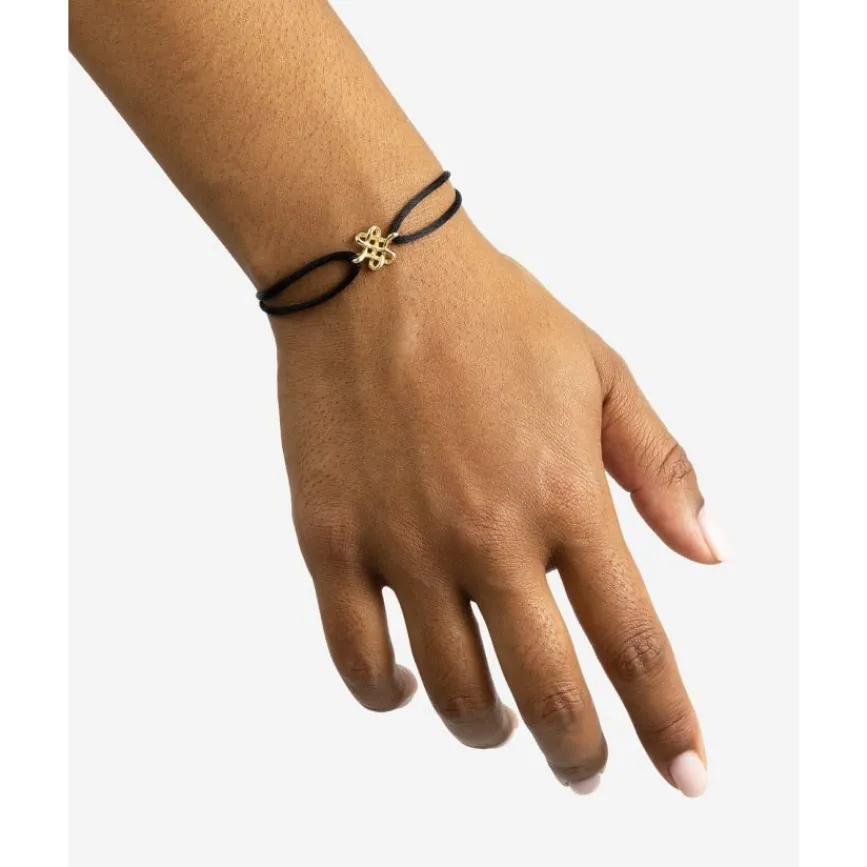 Buddha to Buddha Endless Knot Koordarmband Goud 14kt Zwart Discount