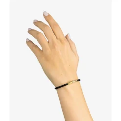 Buddha to Buddha George Mini Leren Armband Zwart Verguld Zilver New