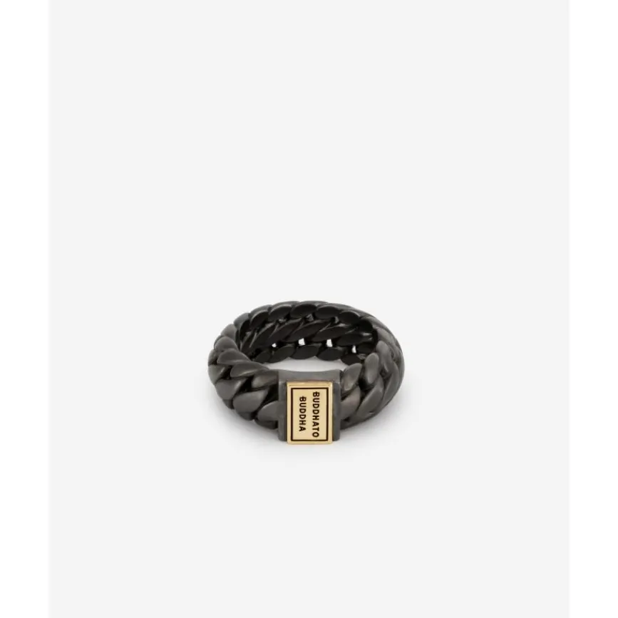 Buddha to Buddha Ring Ben Small Zwart Rhodium Goud 14kt Outlet